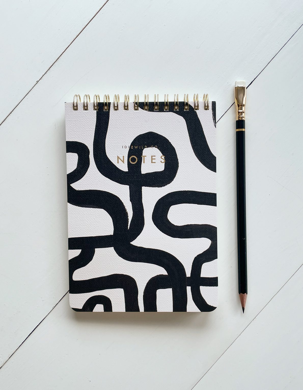 Spiral-Bound Jotter | Black & White Squiggle