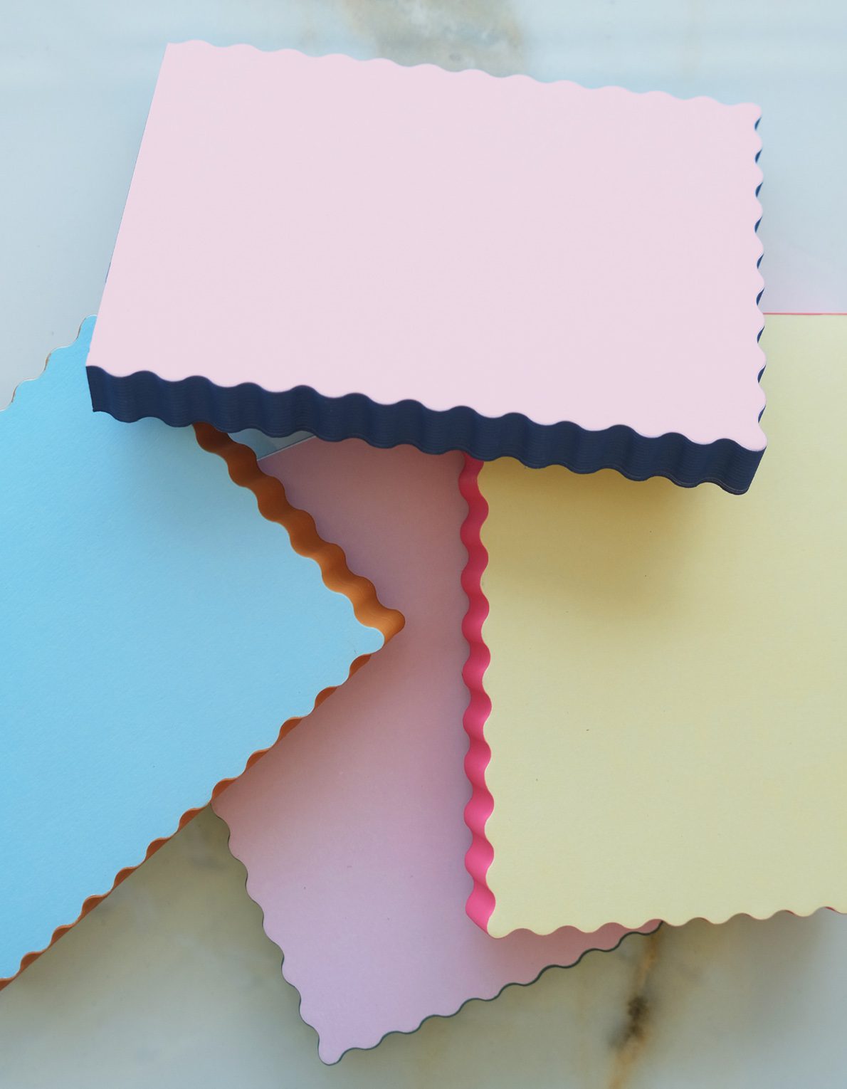 Mini Wave Shaped Notepad | Peach + Indigo Edge