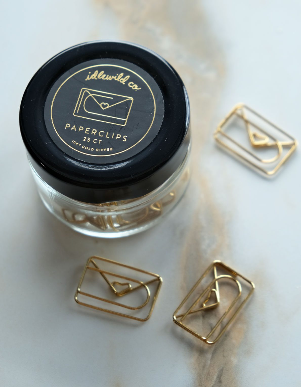 Gold Plated Paper Clips (Jar of 25) | Love Letter
