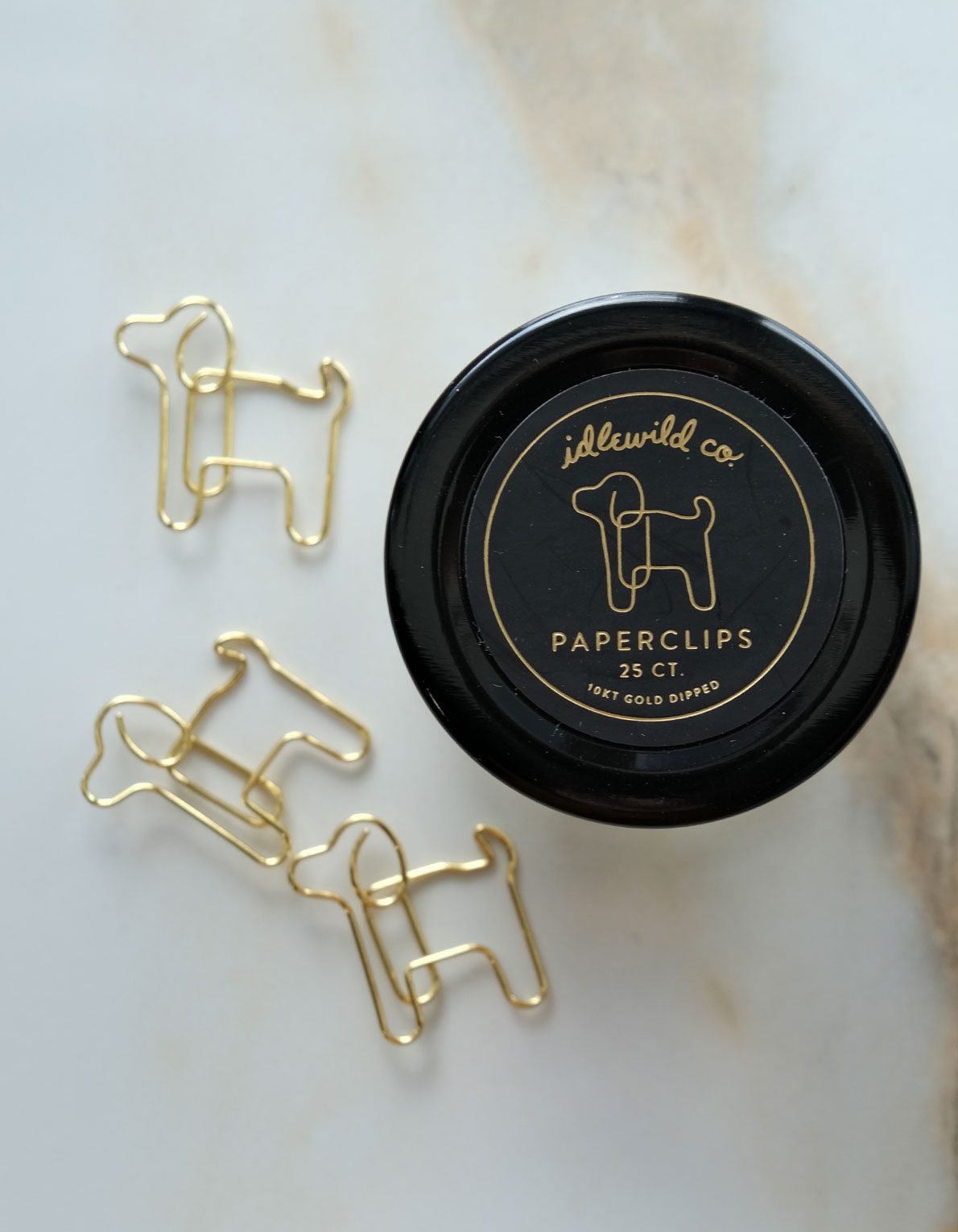 Gold Plated Paper Clips (Jar of 25) | Dog