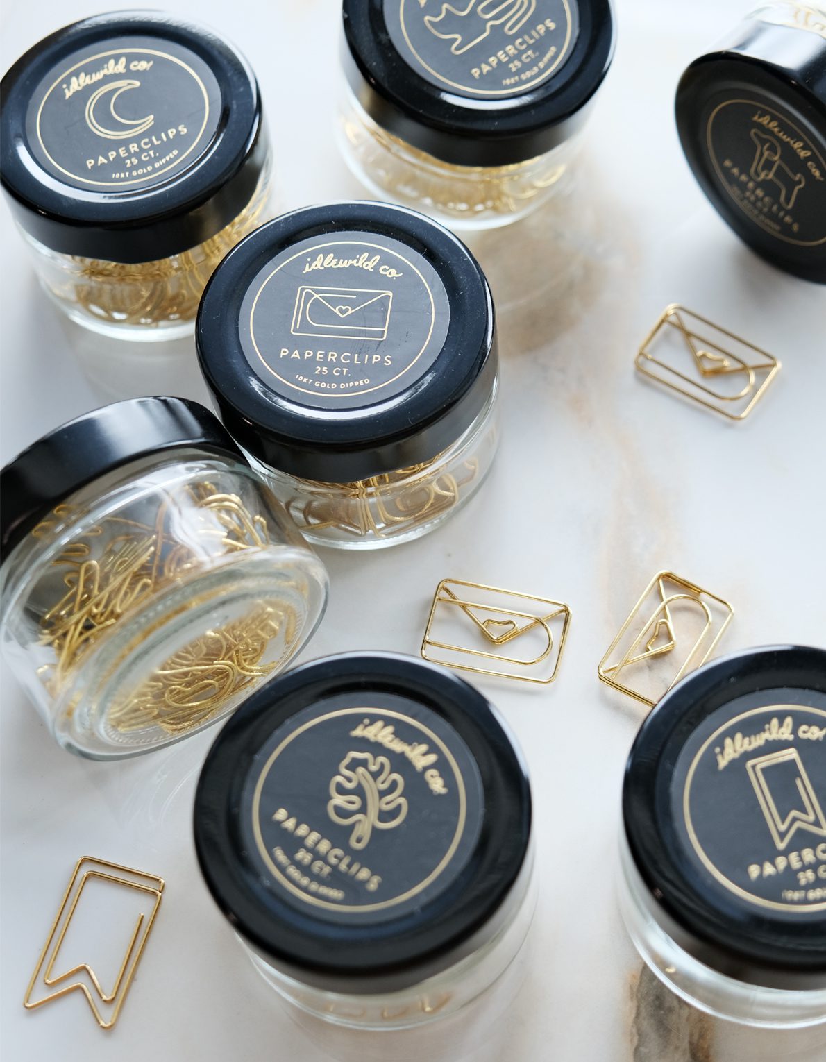 Gold Plated Paper Clips (Jar of 25) | Hand