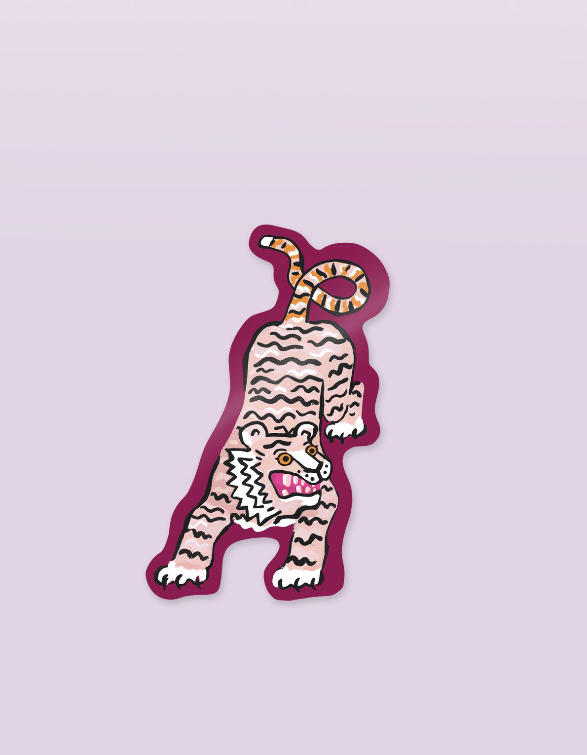 Die Cut Sticker | Pink Tibetan Tiger