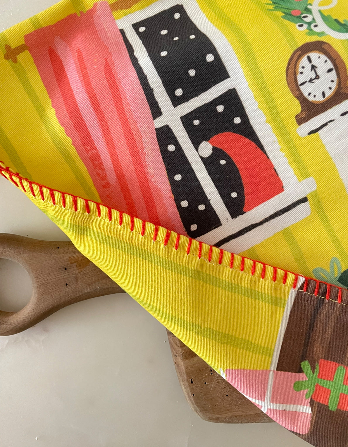 Cotton Holiday Tea Towel | Festive Fireplace