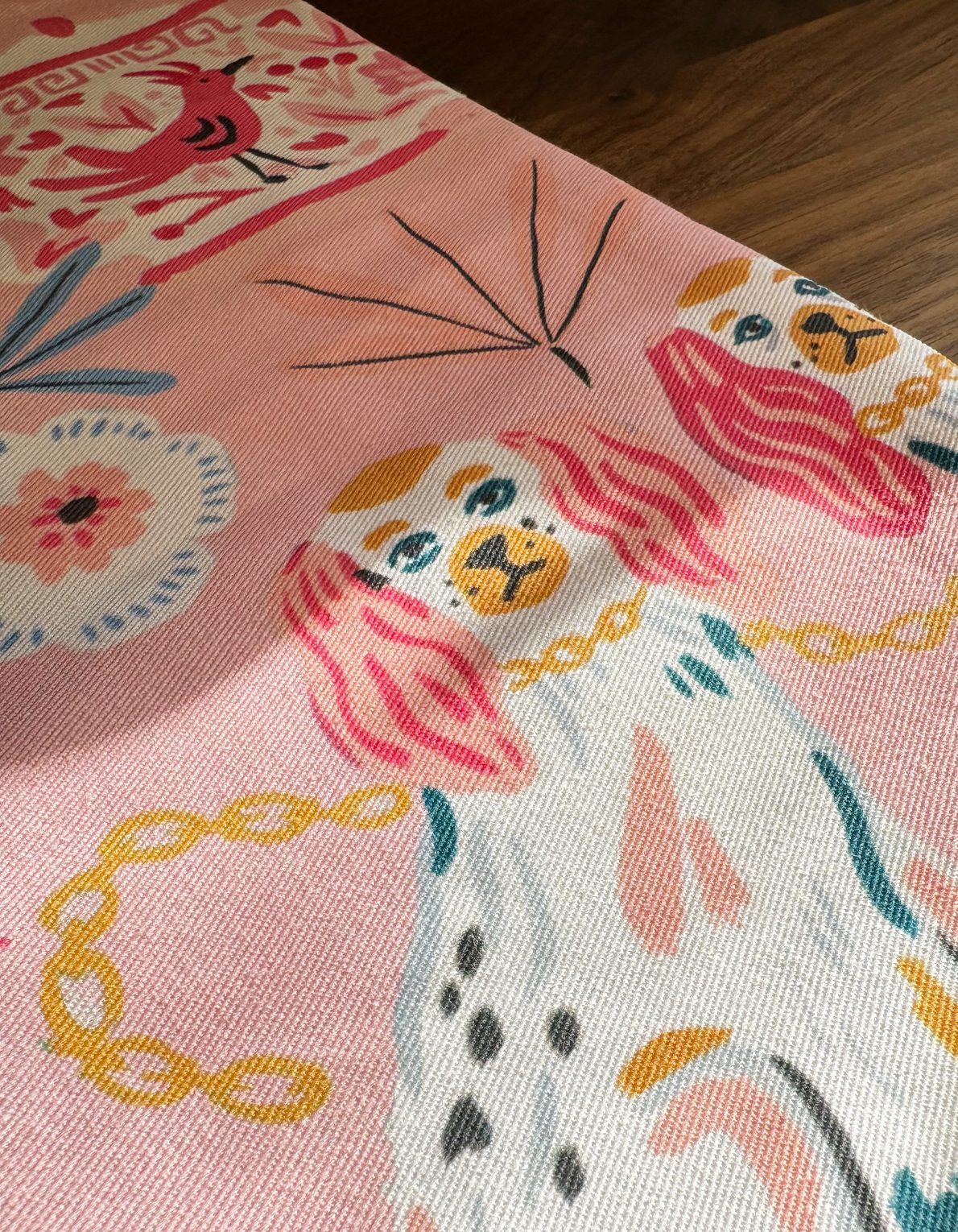 Cotton Tea Towel | Pink Staffordshire Dogs