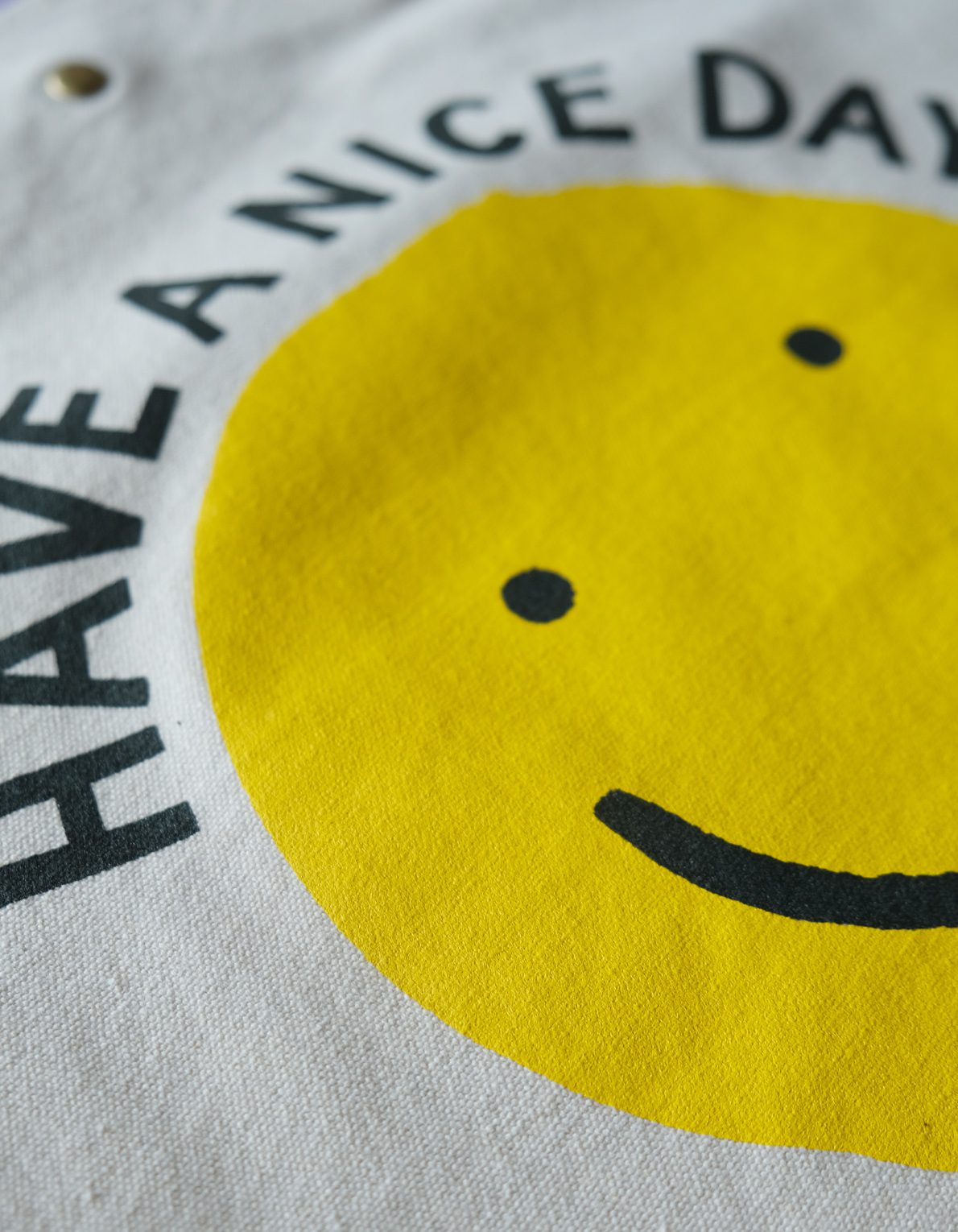 Screen Printed Canvas Tote | Smiley