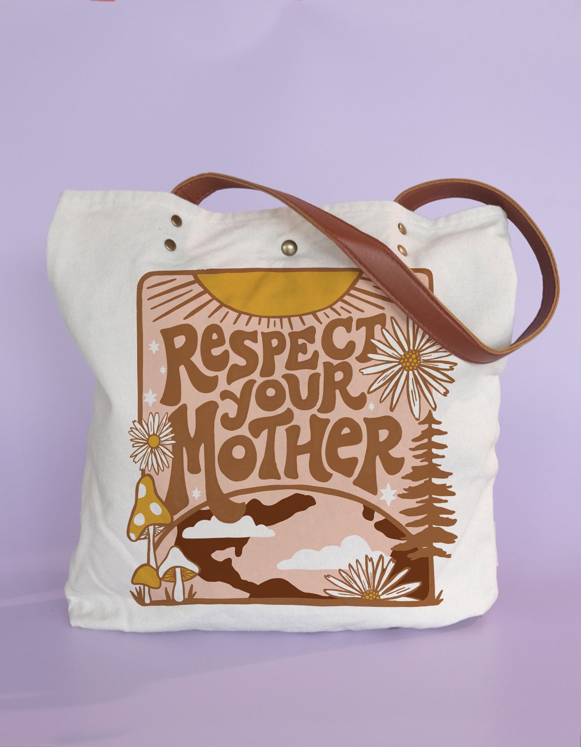 Screen Printed Canvas Tote | Retro Respect Your Mother