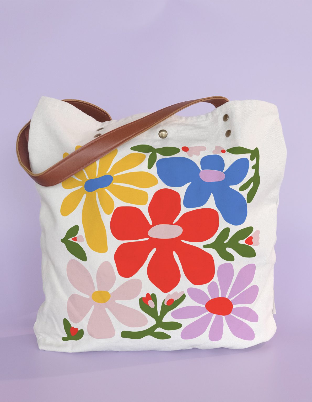 Screen Printed Canvas Tote | Primary Blooms