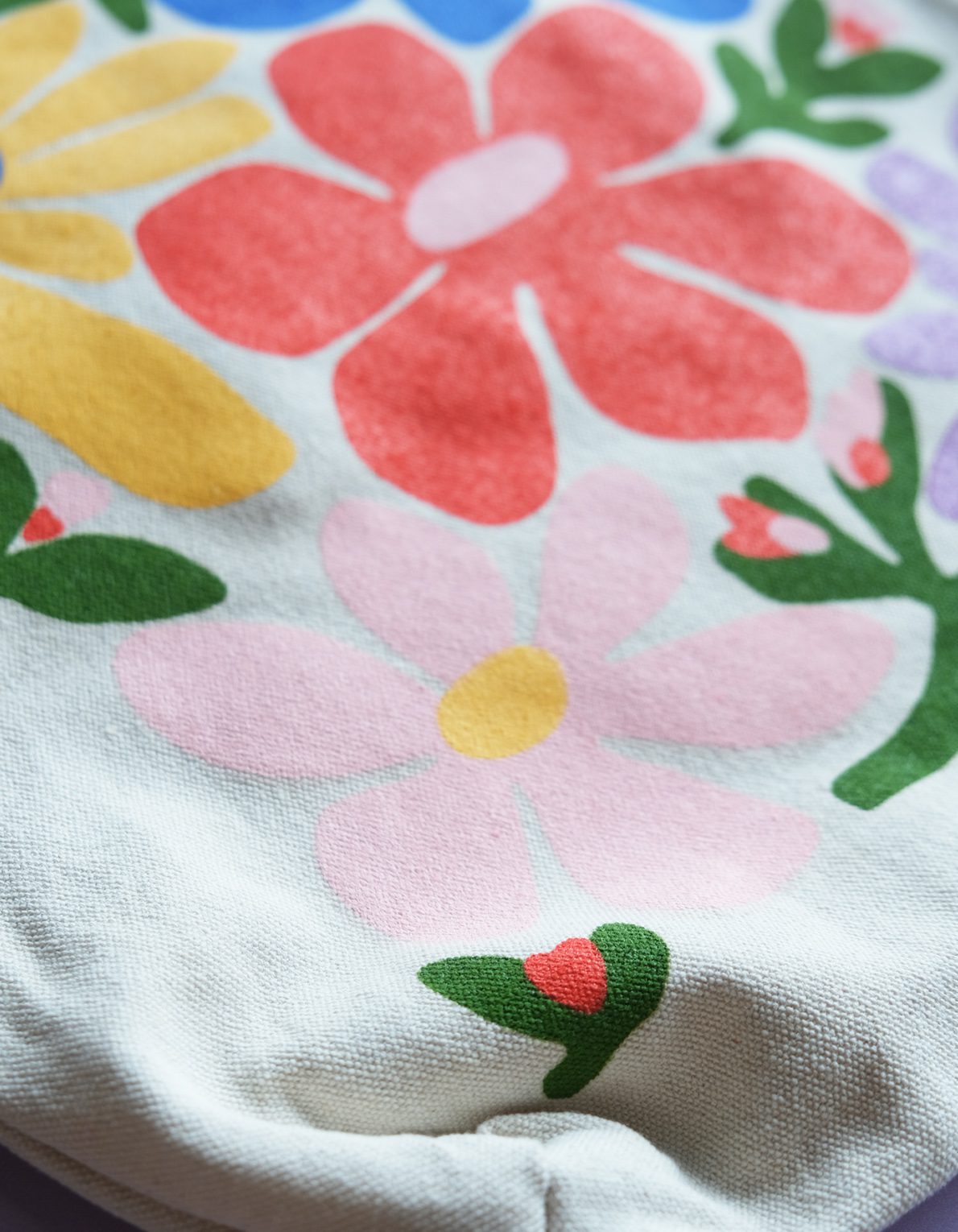 Screen Printed Canvas Tote | Primary Blooms