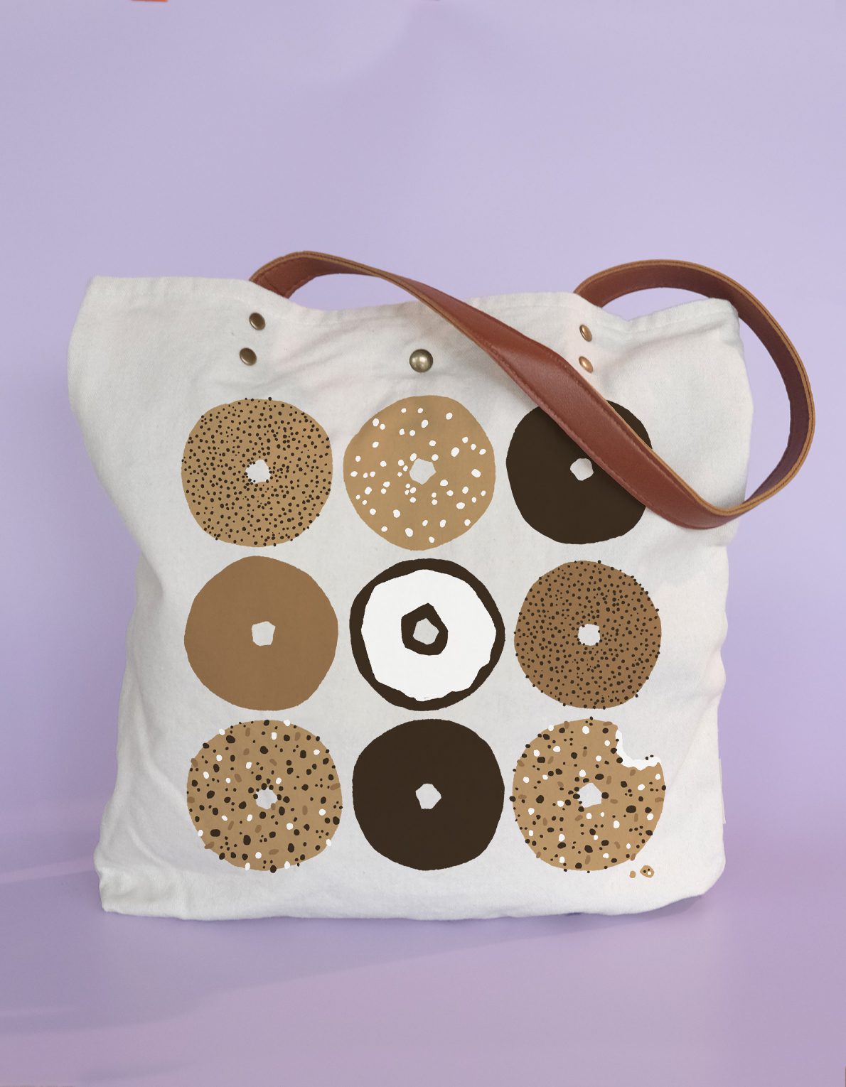 Screen Printed Canvas Tote | Bagels