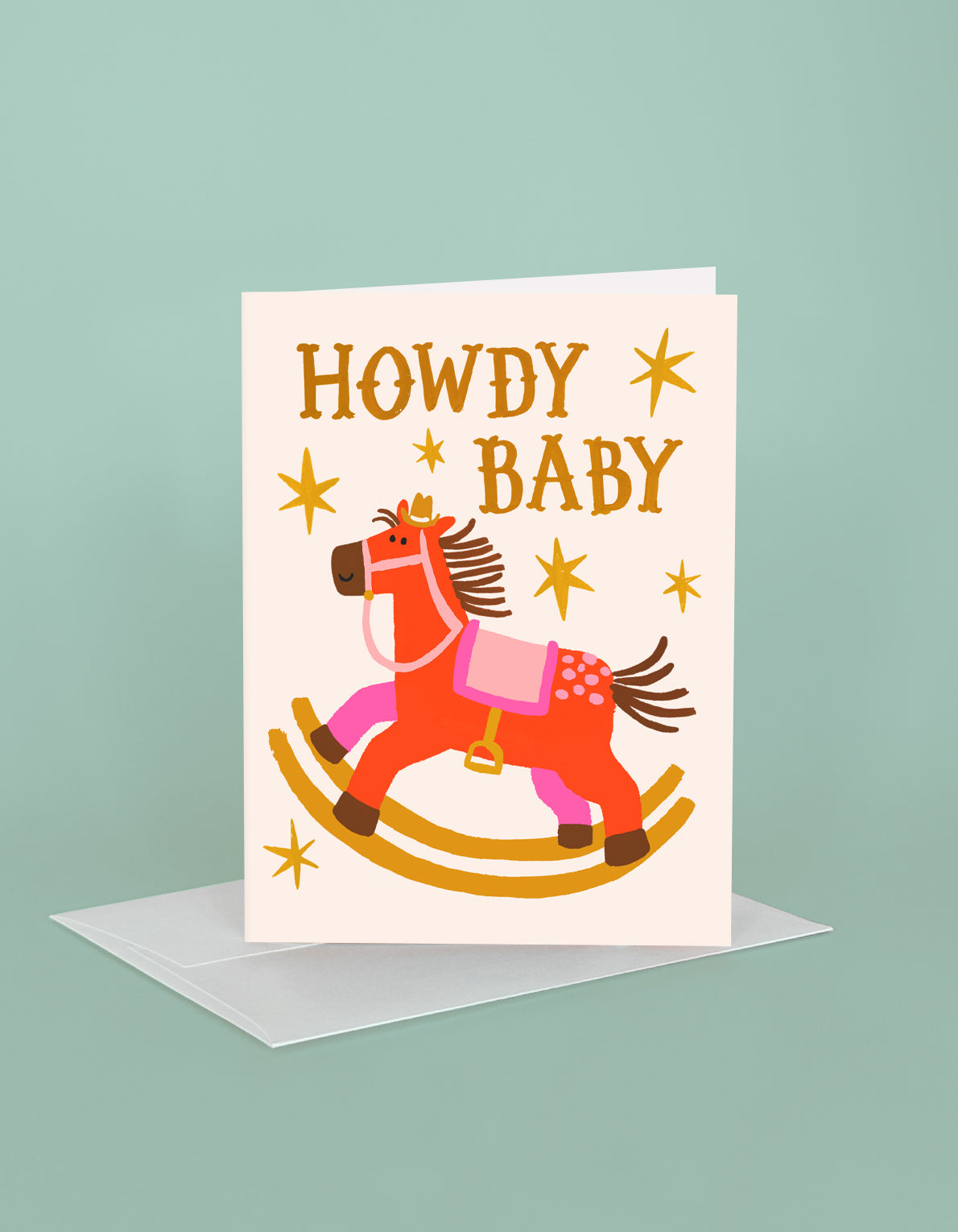 Baby Greeting Card | Howdy Baby Rocking Horse